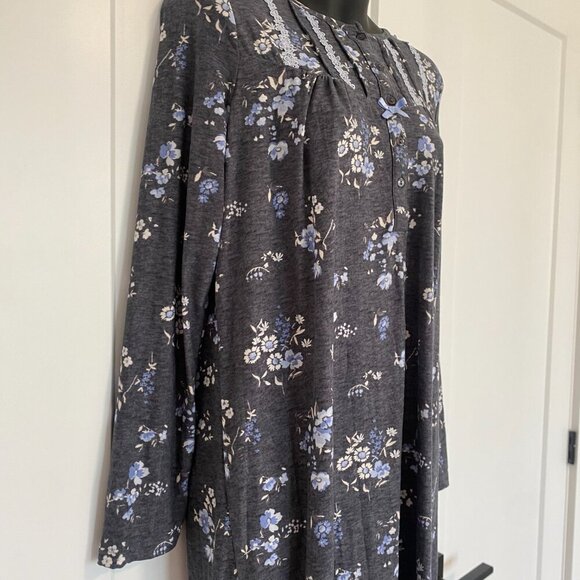 Carisma Flower‎ Floral Print Pajama PJ Dress Midi Length Nightgown Size Small - Picture 2 of 8